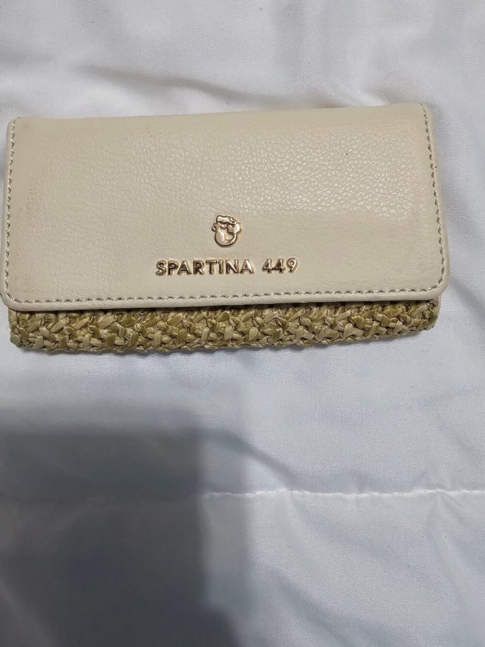 Spartina 449 Cream & Woven Straw Small Wallet